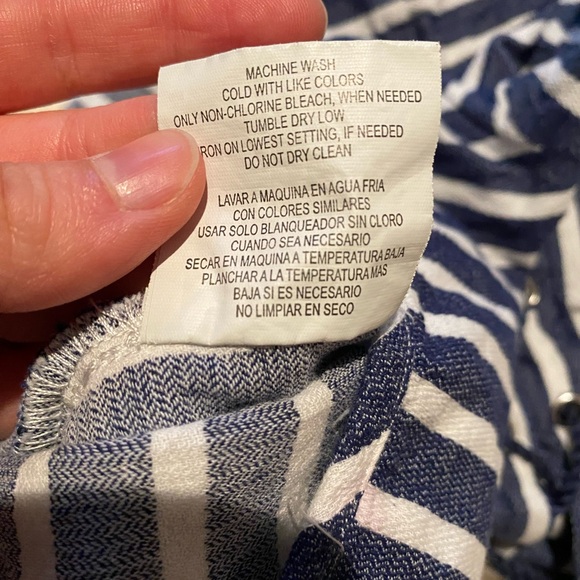 TAKARA Blue and White Striped Nautical High Waisted Tie Front Shorts 100% Cotton - Picture 8 of 13